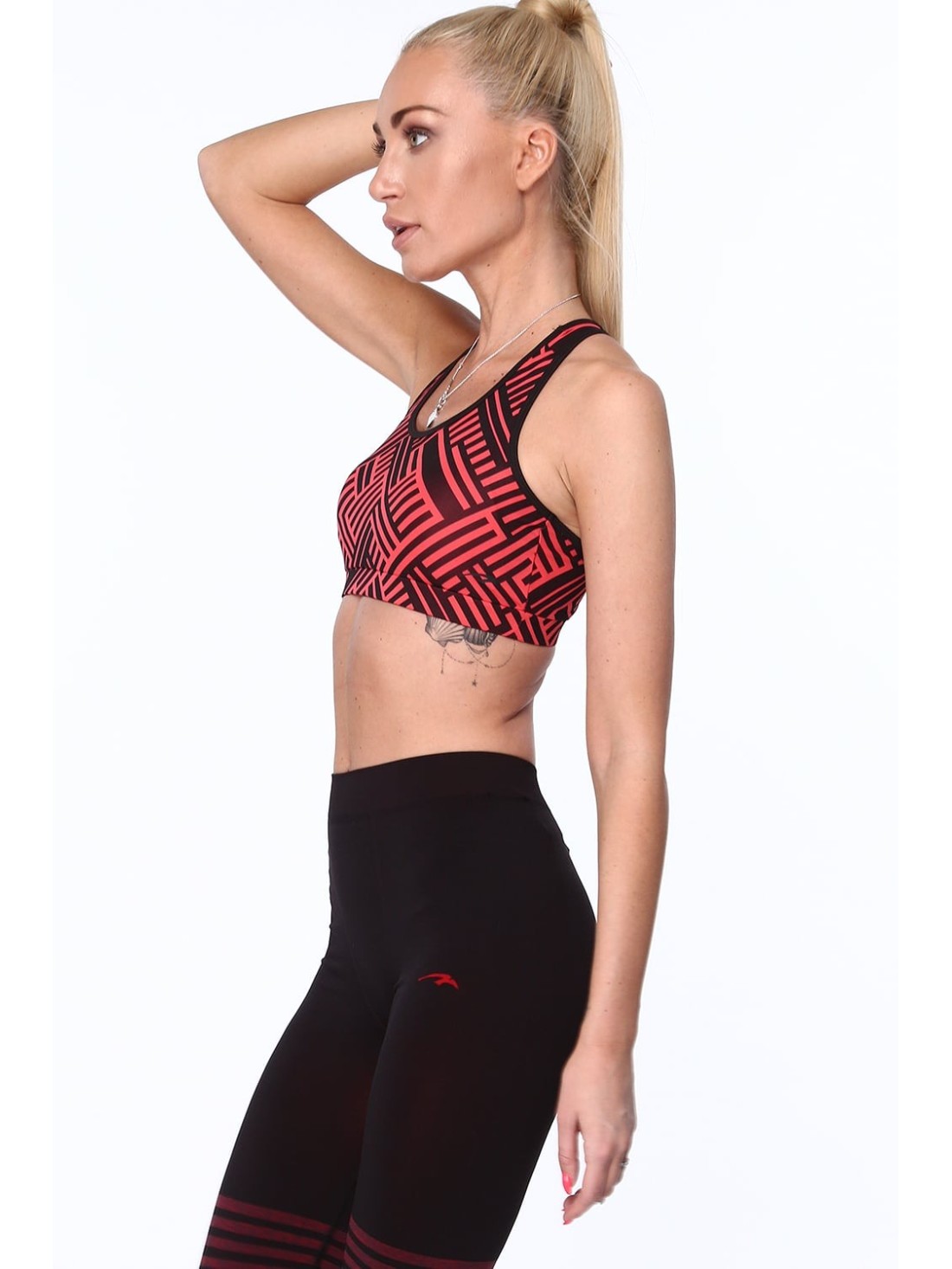 Coral sports top with geometric shapes MR15501 - Online store - Boutique